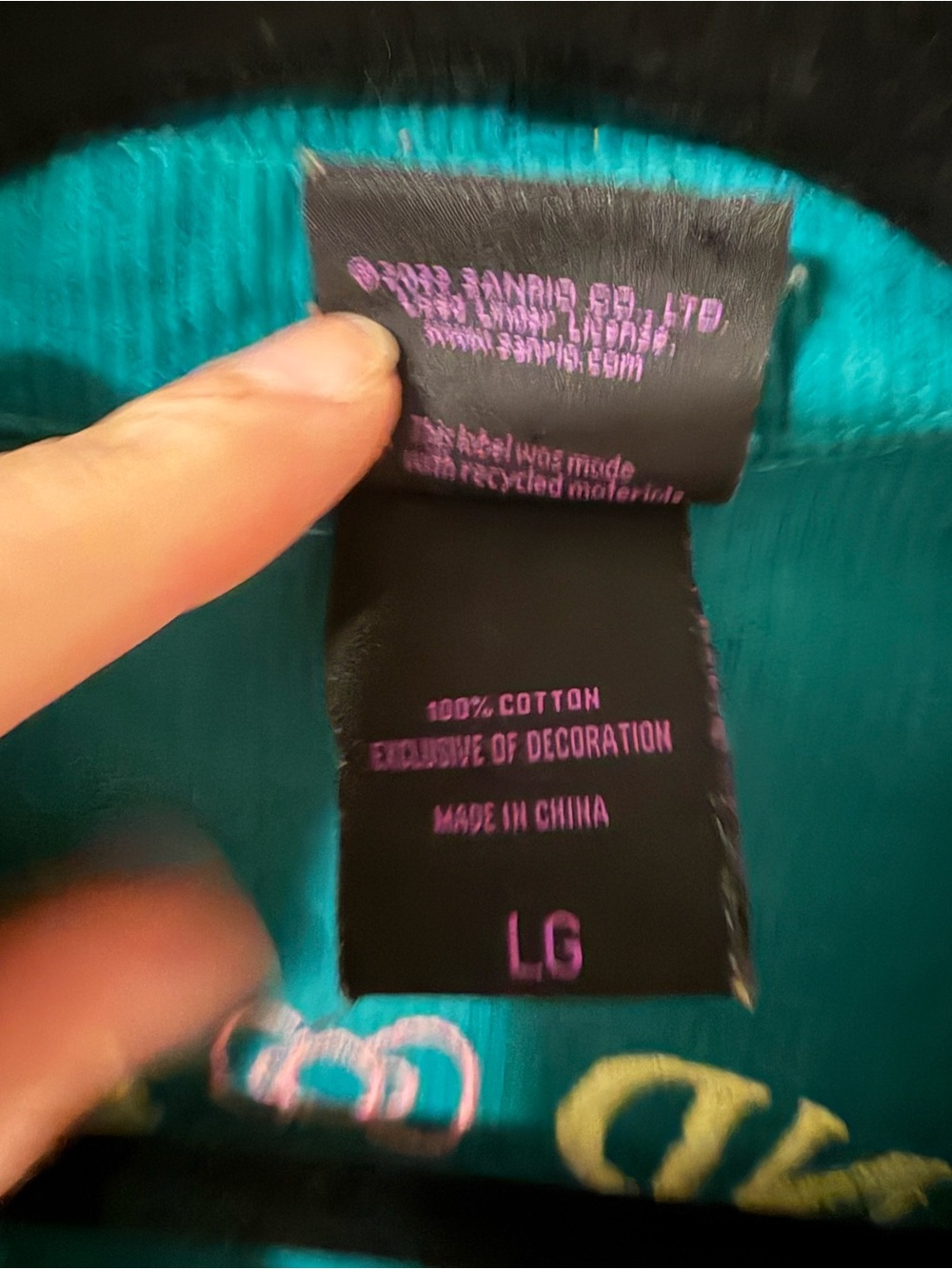 Hello Kitty Teal Corduroy Button-Down Shirt with Colorful Back Graphic - Picture 6 of 8